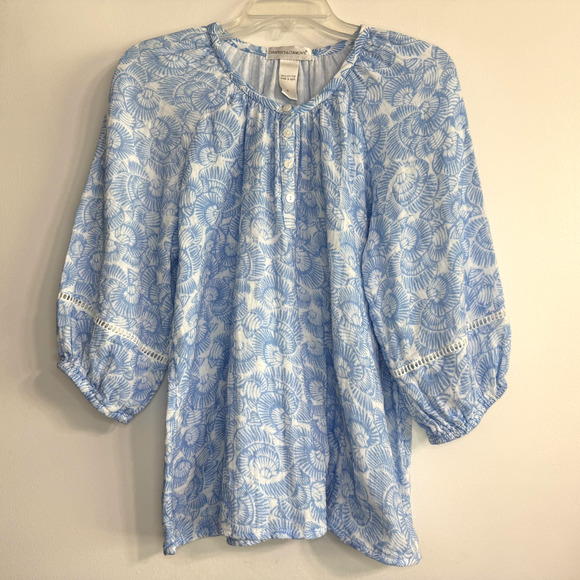 Draper's & Damon's Women's Floral Tunic Size M Half Button Classic TImeless - Picture 1 of 5
